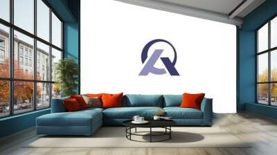 AQ company linked letter logo, Letter AQ or Q monogram logo with grid method design Wall mural