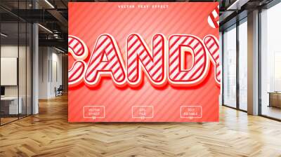 Candy christmas 3d editable text effect with candy texture Wall mural