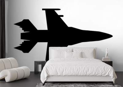 Fighter jet silhouette black icon design vector illustration Wall mural