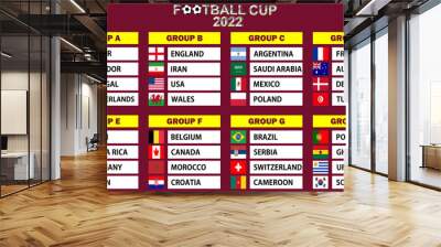 Football cup 2022 groups vector world championship soccer Wall mural