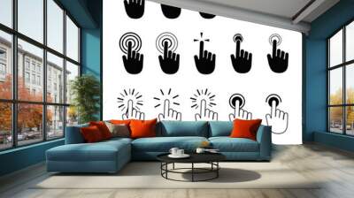 get it touch. Set of Hand pointer symbol in trendy flat style. Computer mouse click cursor. Click cursor collection. Clicking finger. Hand pointer icon Wall mural