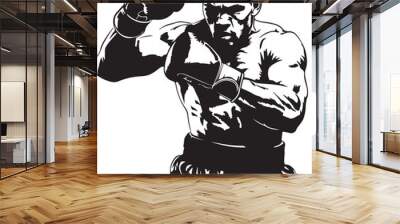 illustration of a boxer Wall mural