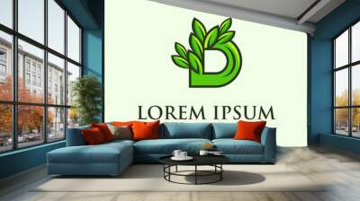 Letter D Leaf Nature Organic Abstract Creative Icon Ecology Logo Design Template Element Vector Wall mural