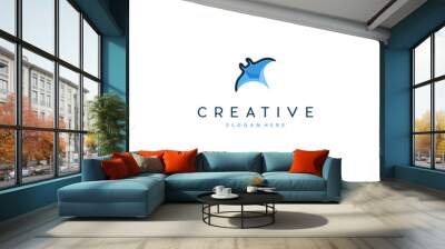 Manta Ray Fish Creative Vector Logo Design Template Element Vector	 Wall mural