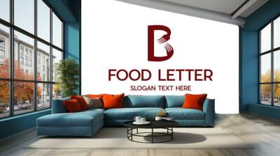 Restaurant Logo. Initial Letter B With Spoon Fork For Restaurant Logo Icon Design Template, Simple, Modern and Unique illustration logo design initial B combine with fork and spoon. Wall mural