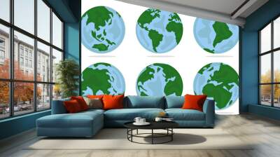 Set of planet earth. Set of earth globe. World maps flat design simple Wall mural