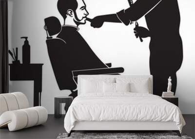 Hair saloon gents silhouette Wall mural