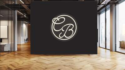 Initial letter CB monogram logo with simple and creative cirle line design ideas Wall mural