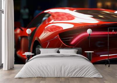 Closeup on front of generic and unbranded red color cars ,sport car wallpaper Ai Generative Wall mural