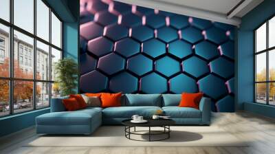 hexagonal  Abstract High Tech Background ai generative Wall mural