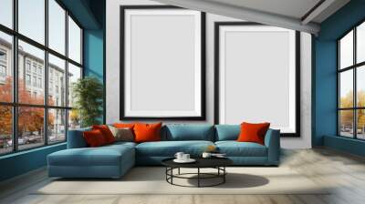 frames wall gallery vector mock up grunge light grey 2 Wall mural