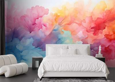 Color Fusion: Harmonizing Watercolor Backgrounds with Rich Tones. Generated by AI. Wall mural