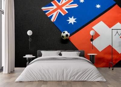 Australia vs Switzerland, Football match with national flags Wall mural