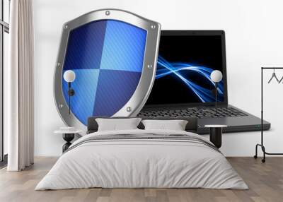 Laptop and shield Wall mural