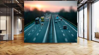 Traffic on highway Wall mural