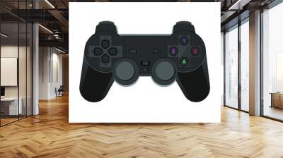 Black gaming controller vector illustration isolated on white background, cartoon design, game Wall mural