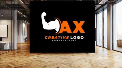 AX initial monogram for fitnes or gym logo with creative style design Wall mural