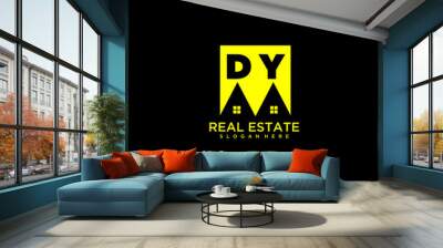 DY initial monogram logo real estate in square style design Wall mural