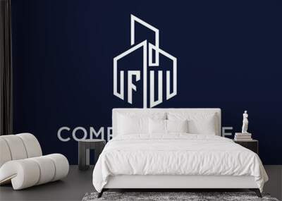 FU initial monogram logo for real estate with building style Wall mural