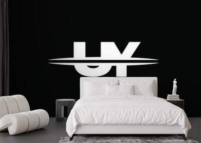 UY initial monogram logo for gaming with Gemoteric line  shape style design on isolated background Wall mural