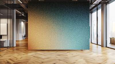 Grainy gradient blue teal yellow black noise texture dark glowing abstract banner design Wall mural