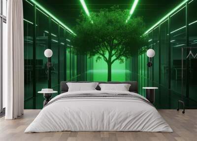 A Green Oasis in a Modern Office Wall mural