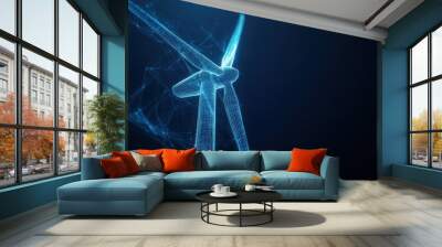 Abstract Wireframe Wind Turbine Wall mural