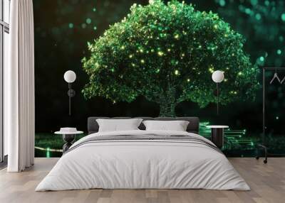 Digital Tree of Life: A Fusion of Nature and Technology Wall mural