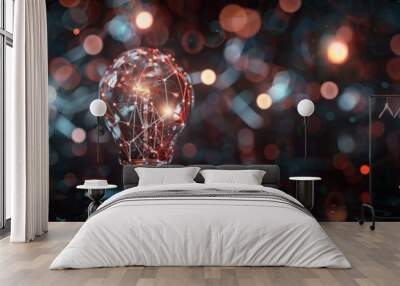 Glowing Lightbulb with Network Lines Wall mural