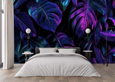 Neon Leaves Wall mural