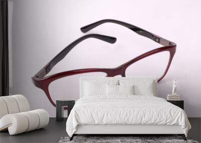 Red glasses isolated on white background Wall mural