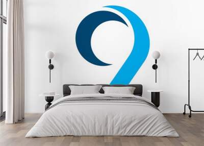 number nine 9 icon logo Wall mural