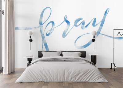 pray hands typography with colored clouds and sky Wall mural