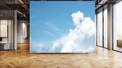 Abstract white clouds with bright clear sky background with copy space Wall mural