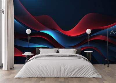 abstract 3d dark blue background with a combination of luminous red overlap style graphic design element Wall mural