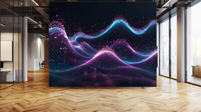 Abstract digital wave of particles. Futuristic point wave. Technology background vector. Vector illustration.png, Abstract digital wave of particles. Futuristic point wave. Technology background vecto Wall mural