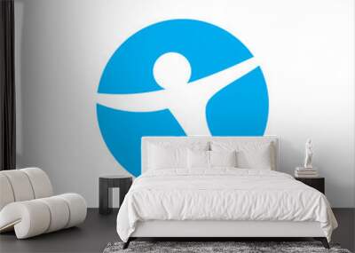 blue people active community logo design Wall mural