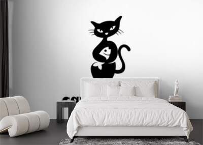 cat dinner Wall mural