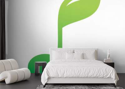 green nature music note logo design Wall mural