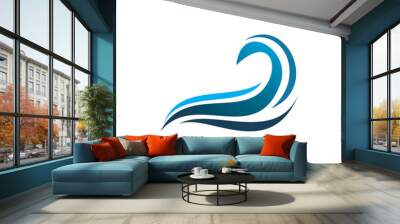 group blue art wave color shape line logo design Wall mural