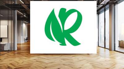 initial r letter green nature leaf logo design Wall mural