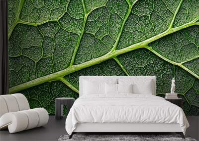 Intricate Patterns of Leaf Texture: A Close-Up View of Nature's Design Wall mural