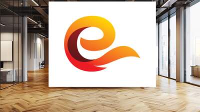 letter e c fire flame logo design Wall mural