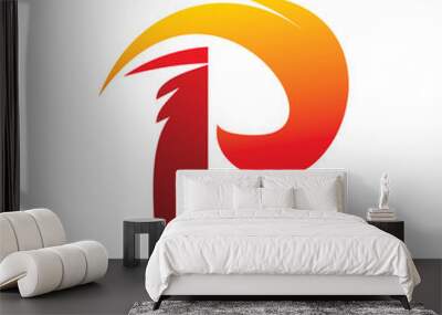 letter r red flame logo design Wall mural