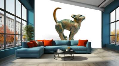 Miniature cat statue on white background Wall mural