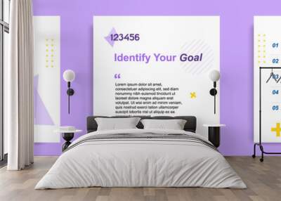 Social media tutorial, tips, trick, did you know post banner layout template with geometric background and memphis pattern design element Wall mural