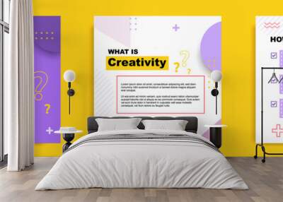 Social media tutorial, tips, trick, did you know post banner layout template with geometric background and memphis pattern design element Wall mural