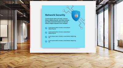 Social media tutorial, tips post banner layout template in 3D cartoon style. Network security concept. Vector design illustration Wall mural