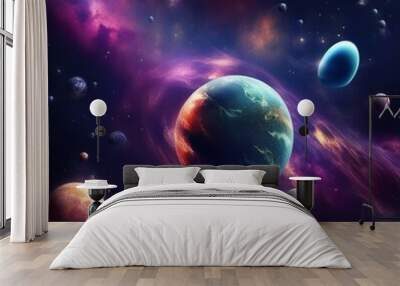 space planet star galaxy illustration background Wall mural