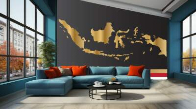 map of Indonesia with gold color Wall mural